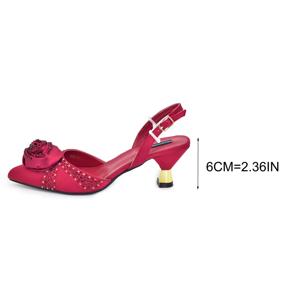2026 Latest Italian Design African Women's High Heels Pointed Toe Sandals Party Wedding Party Shoes and Bags Set for Wedding