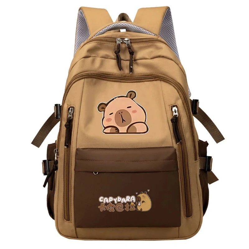 Kawaii Capybara School Backpack for Girls School Bags Set Casual Daypack Teens Girls Book Bag Children Schoolbag Travel Backpack
