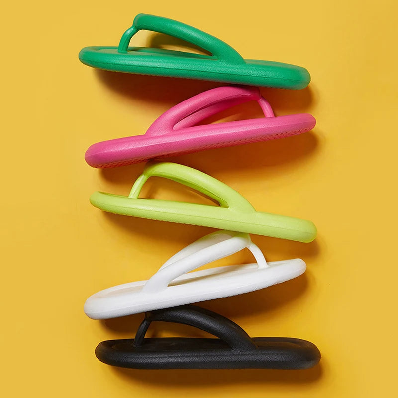 Summer Soft Sole Beach Flip Flops for Women 2023 Non Slip Clip Toe Pool Slippers Woman Comfy Flat Heels Pillow Slides Sandals