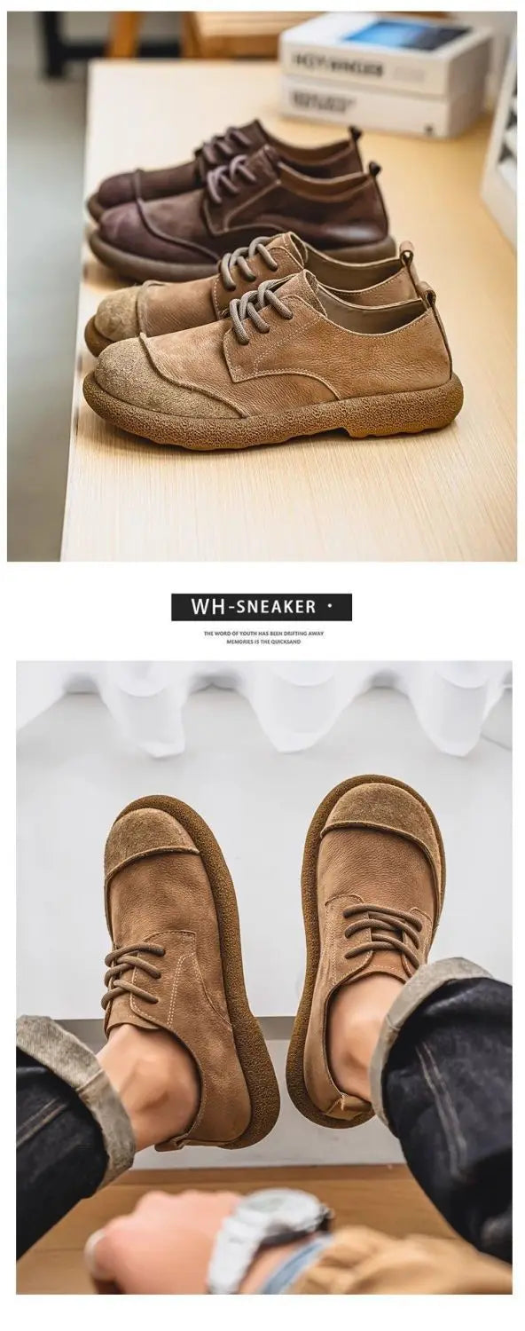 2025 men's shoes autumn new casual shoes wide toe retro low top lace up trend versatile men's shoes