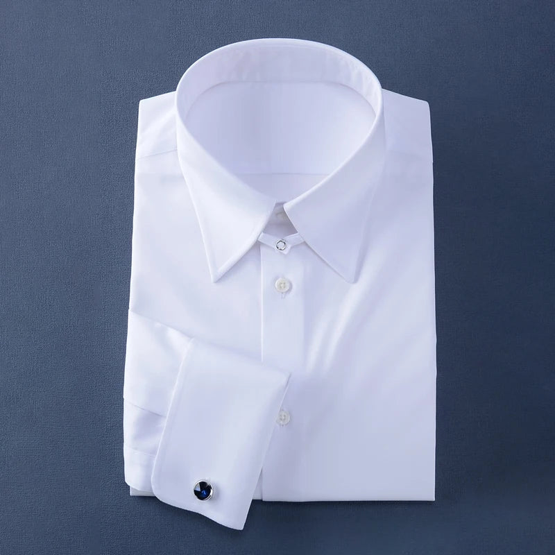 2024 new classic long sleeve buckle men's shirt vintage French collar men's shirts wholesale