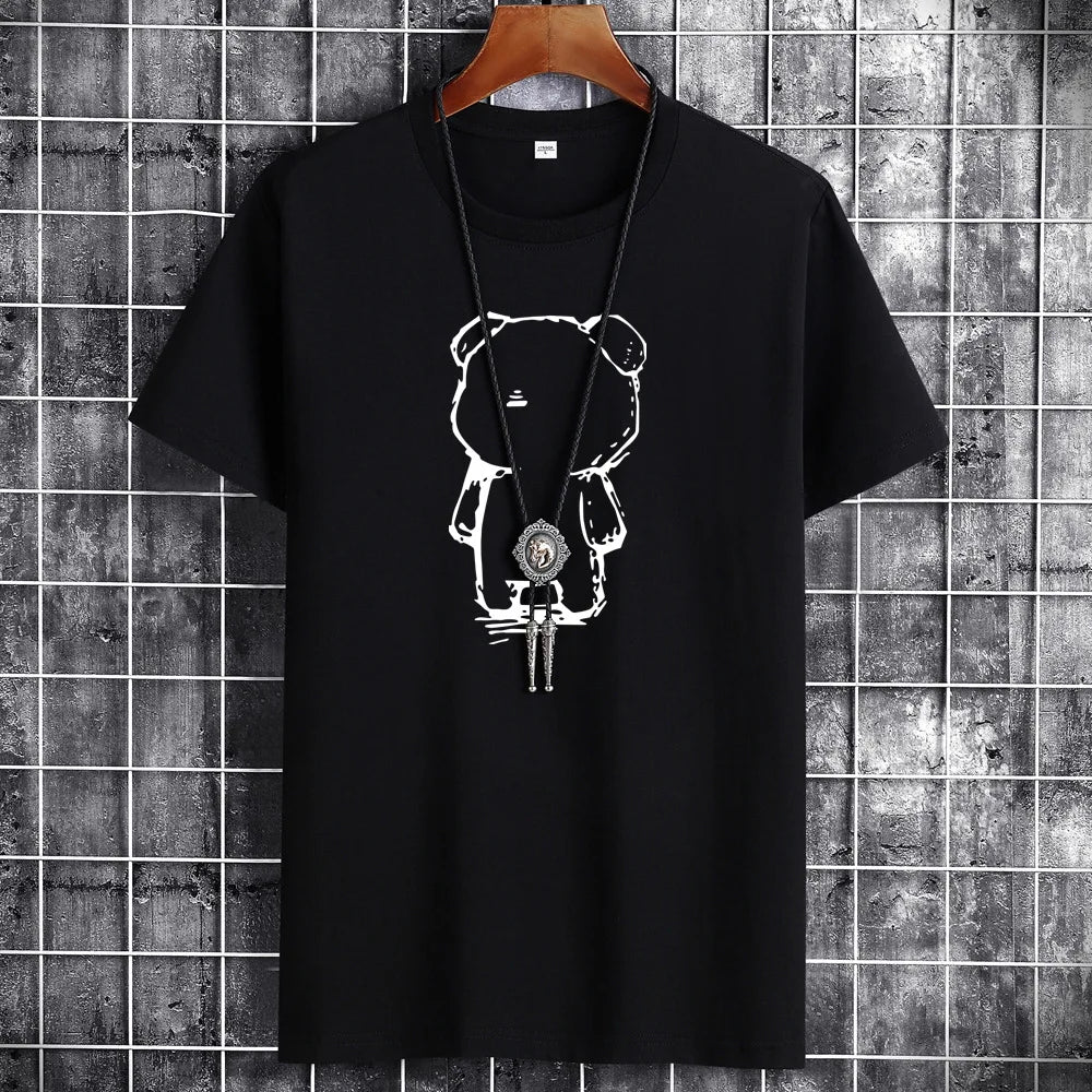 Men's t-shirts Retro Baggy Print O-neck Fashion Teen Streetwear Y2k t shirt College Simple Summer Oversized Short sleeve Tee Top