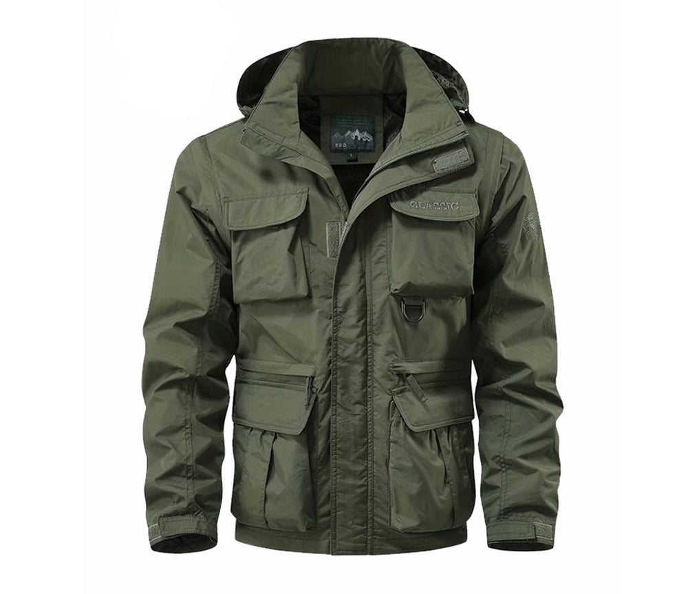 Autumn Men's Mountain SKi Jackets Casual Men Multi-pocket Windbreaker Hooded Coats Men Sports Climbing Jackets Clothing 5XL