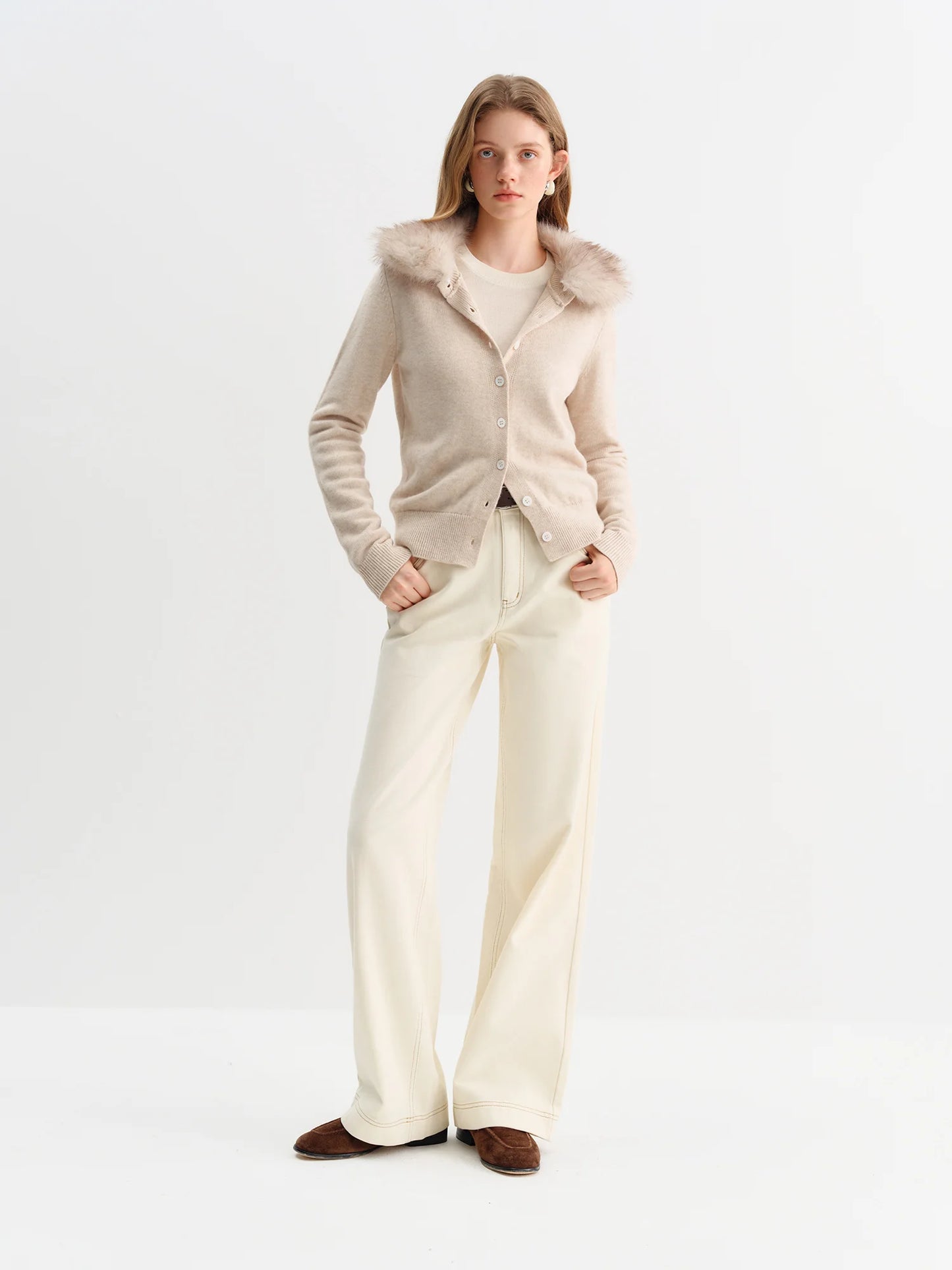 FSLE Straight High Waist Jeans for Women Winter Solid Simple All-match 2025 New Long and Short Versatile Pants Korean Style