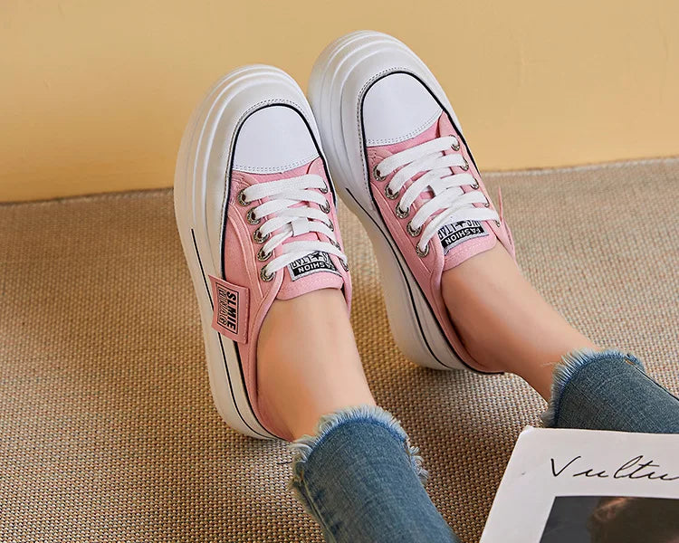 Fujin flip flops women 7.5cm Platform Slippers Denim Chunky Sneaker Casual Comfy Breathable Summer Shoes Women's slippers