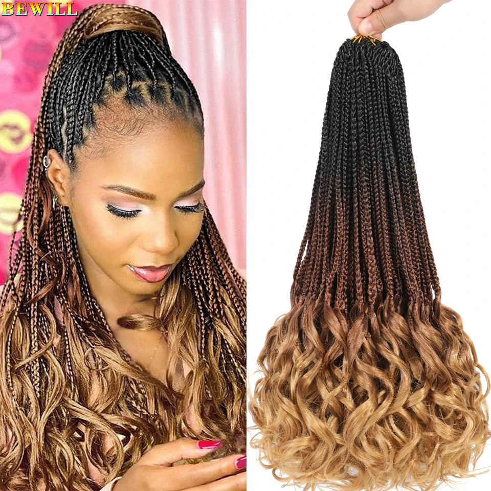 14 18 24 Inch French Curl Crochet Braids Boho Goddess French Curl Box Braids Crochet Hair Synthetic French Curly Braiding Hair