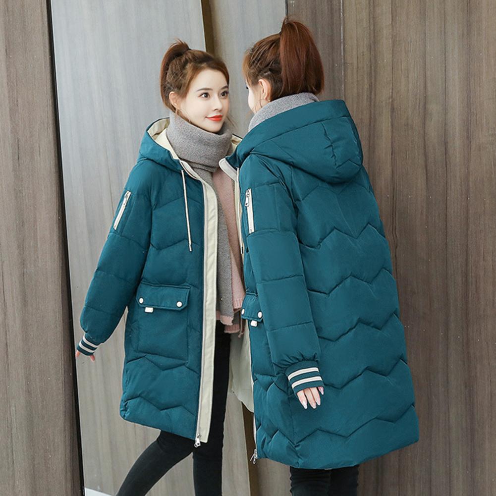 Women Long Hooded Down Cotton Coat Winter Thick Warm Parka Jacket