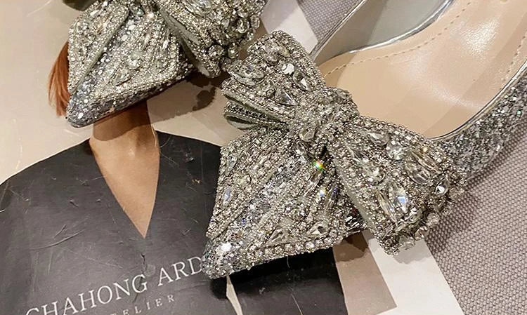 Women's Summer Footwear Stilito Rhinestone Shoes for Woman 2025 with Wedding Bride Genuine Mark Chic and Elegant A Comfortable E