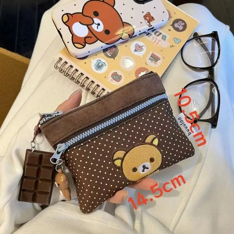 New Original Embroidered Bear Passport Bag Versatile Large-capacity Document Storage Bag Portable Travel Coin Purse Cute Gift