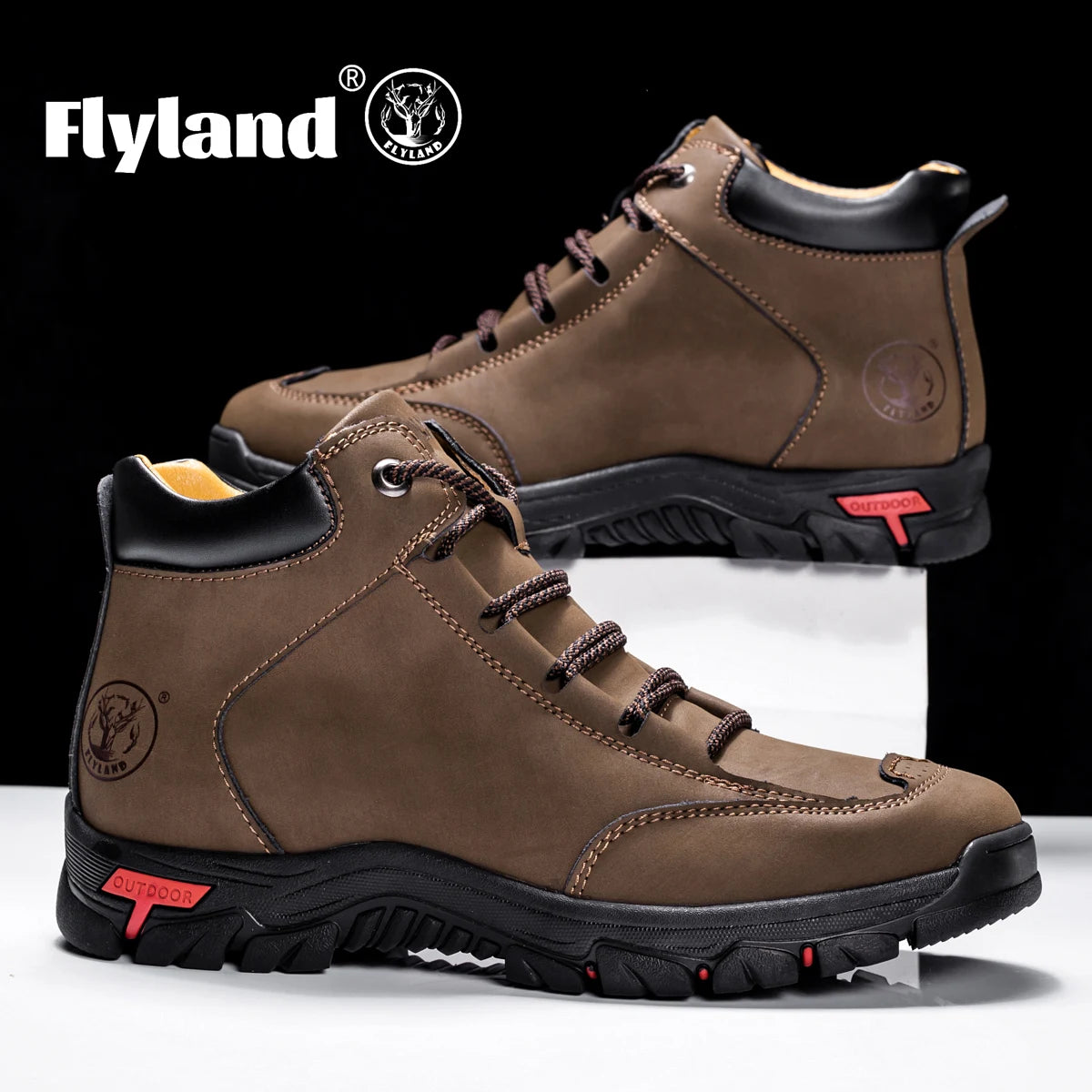 FLYLAND Men's Vintage Chukka Boots Top Layer Cowhide Leather Casual Work Office Shoes Fashion Classical Design
