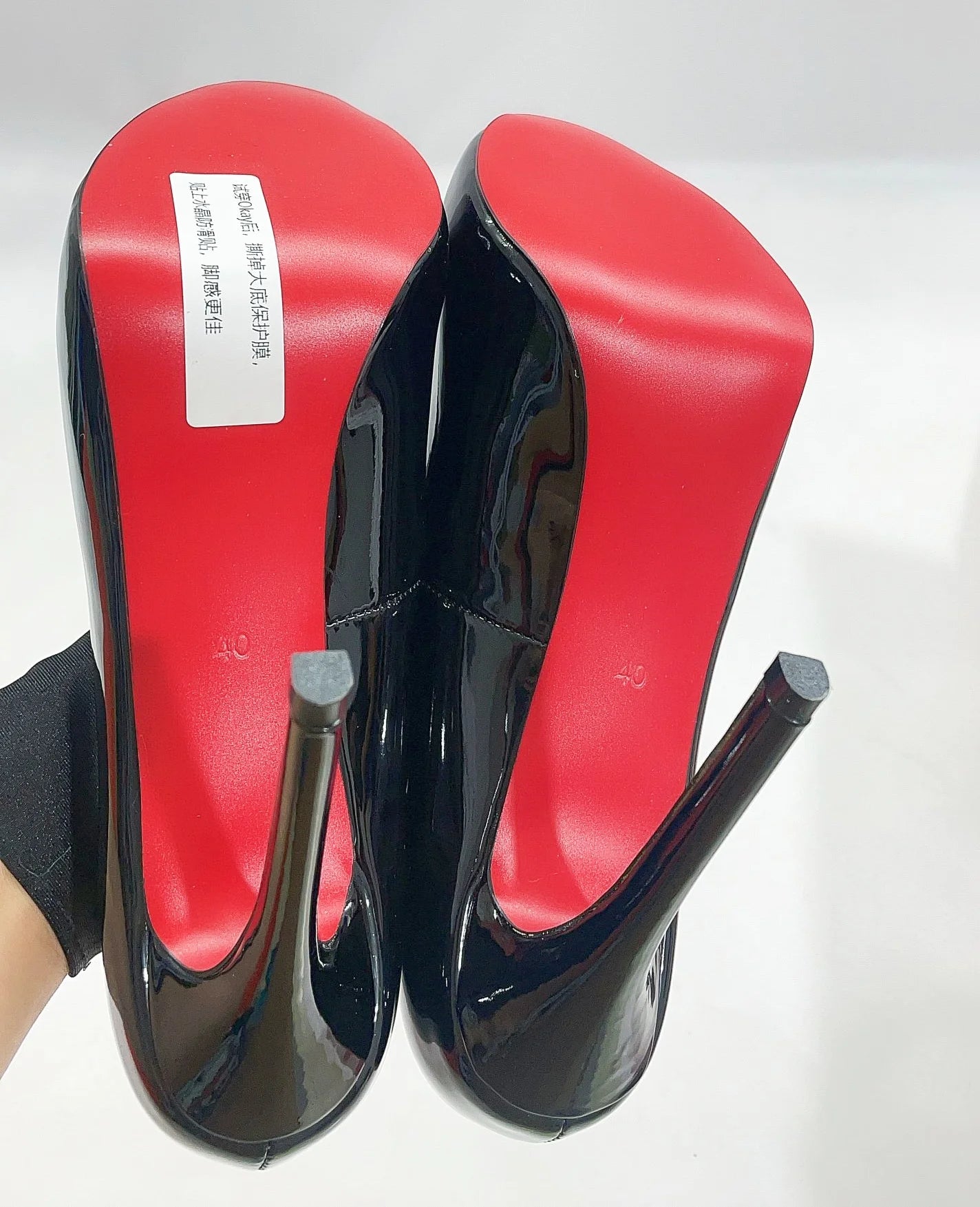 Peep Toe Apricot Color Patent Leather Women’s Pumps Platform Stiletto Super High Heels Slip On Red Sole Single Shoes Female 202
