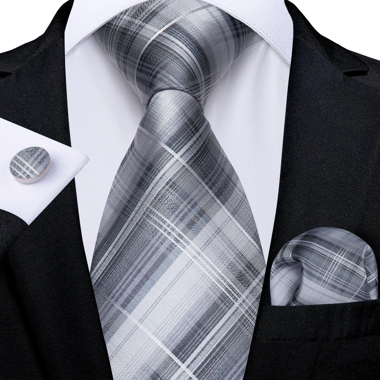 Dark Red Plaid Silk Ties for Men Classic 8cm Business Wedding Party Accessories Pocket Square Cufflinks Gift DiBanGu Dropship BAZAARHUBO