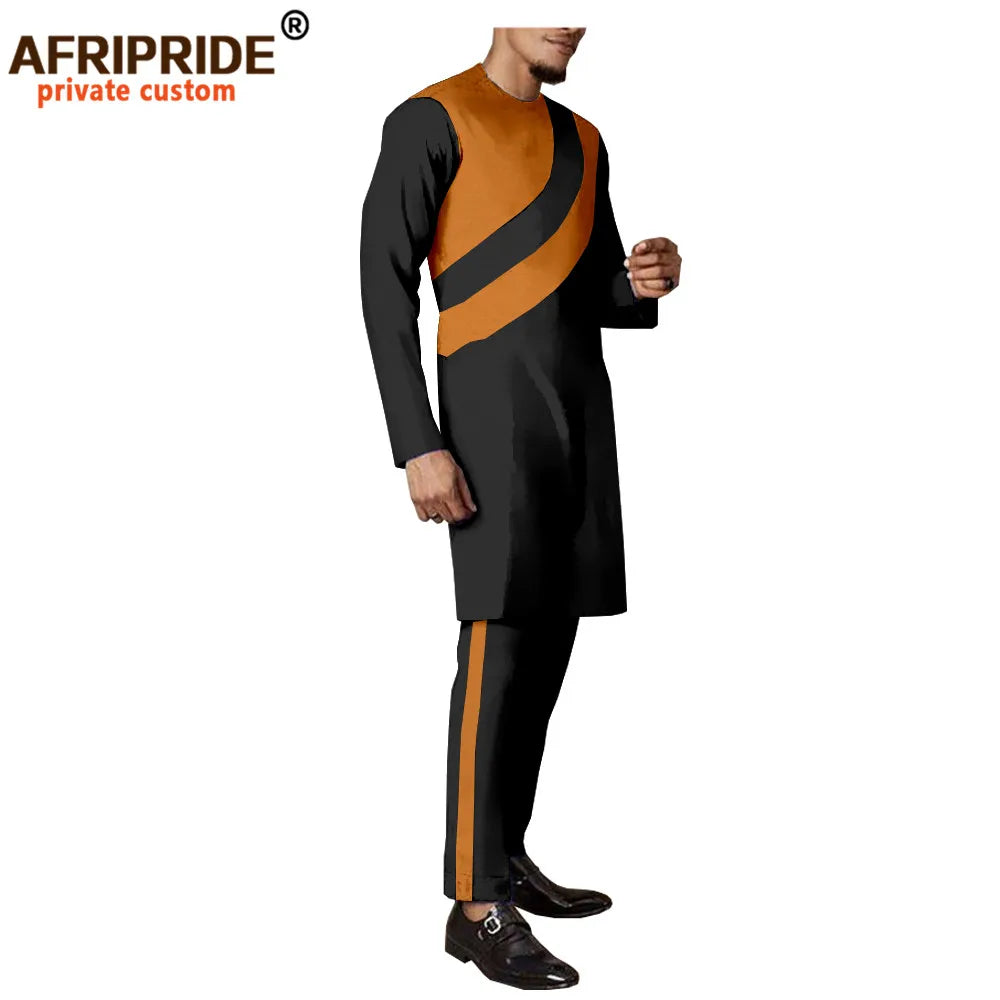 Tracksuit Men African Clothing Long Coats and Trousers 2 Piece Set Traditional Outfits Dashiki Outwear Wax Attire A2016036
