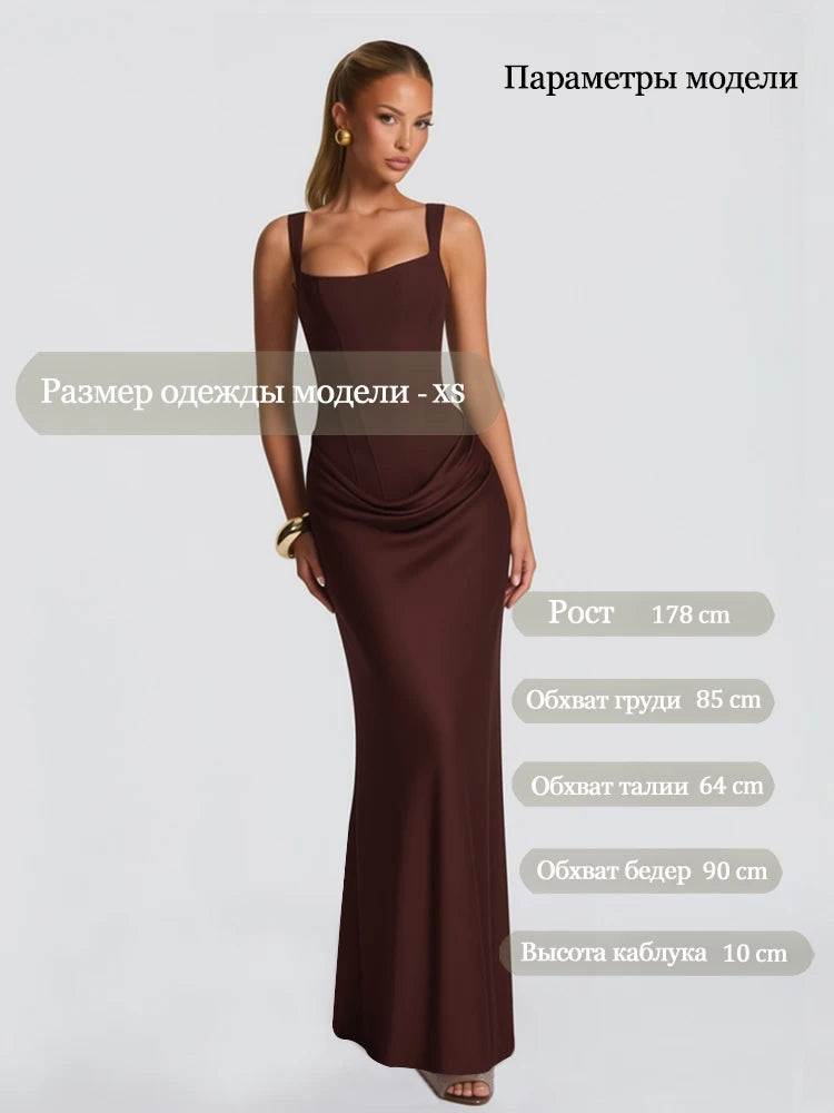Suninheart White Women's Maxi Dress Elegat Lace Up Dress Slim Formal Wedding Guest Party Dress