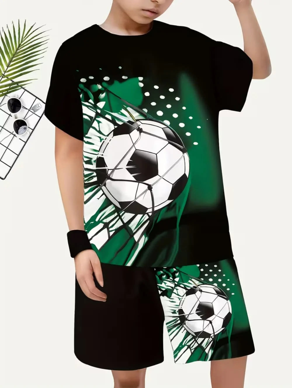 2026 Summer Children's Sports Set Football 3D Print Soccer Jersey Sets for Children Quick-Dry T-Shirt Shorts Children's Clothing