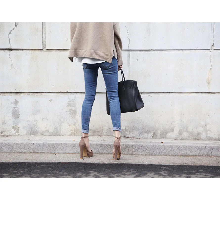 Black Platform Pumps for Women 14cm Spike Heels Ankle Strap Sexy Fashion High Heels Party Wedding Shoes Ladies