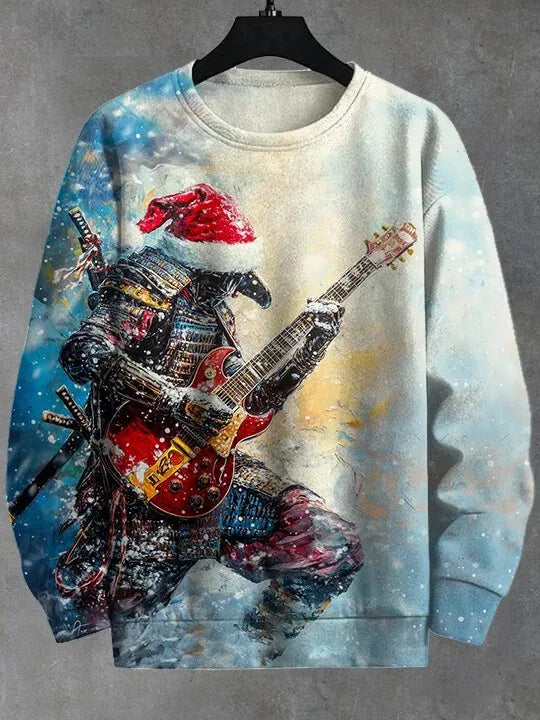 Japanese Fashion Men's Sweatshirt Funny Animal Graphic Ukiyo-e O-Neck Pullover Casual Pullover Tops Regular Fit Polyester Shirt