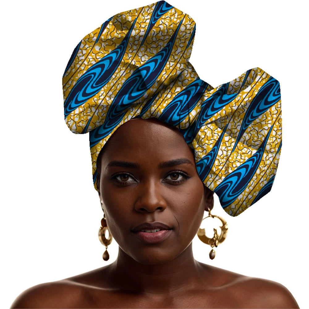 African Turbans for Women Head Wax Print Cotton Fashion Headband Multicolor Printed Head Scarf Traditional Head Ornament Wyb431