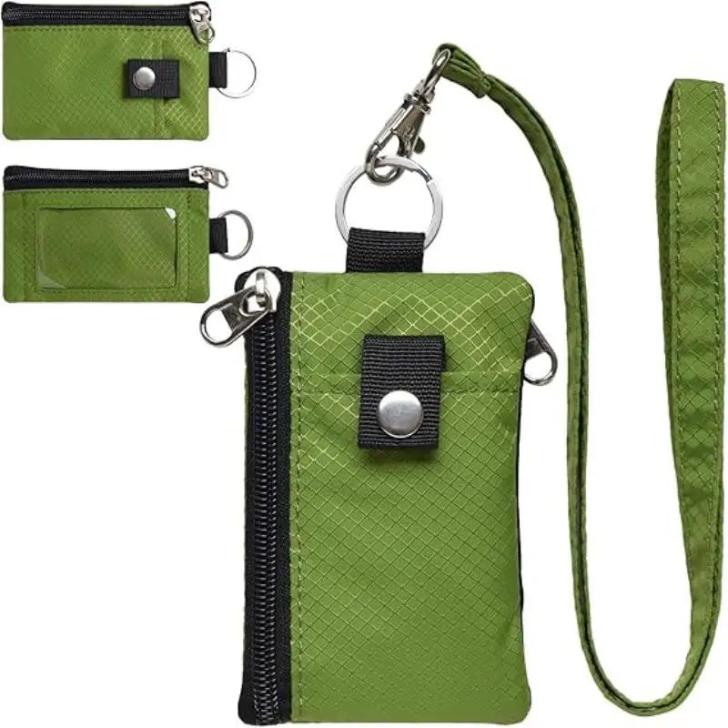 Badge Holder With ID Window Small Wallet Waterproof Anti-Theft Travel Keychain Wallet Men Women Slim Zip Card Lanyard Wallet