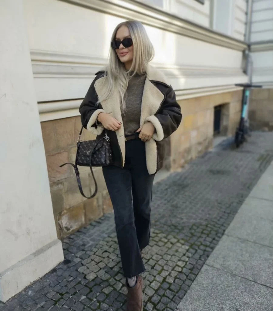 ETJ 2025 Fall/Winter New Arrival Women's ZW Series Double-Sided Collar Oversized Long-Sleeve Jacket Warm Coat 3548246