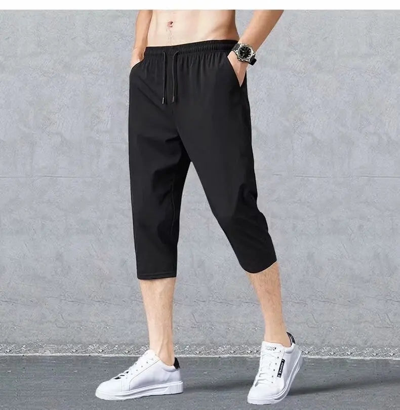2026 Summer New Leggings Men's Casual Pants Sports Pants Thin Loose Cropped Pants