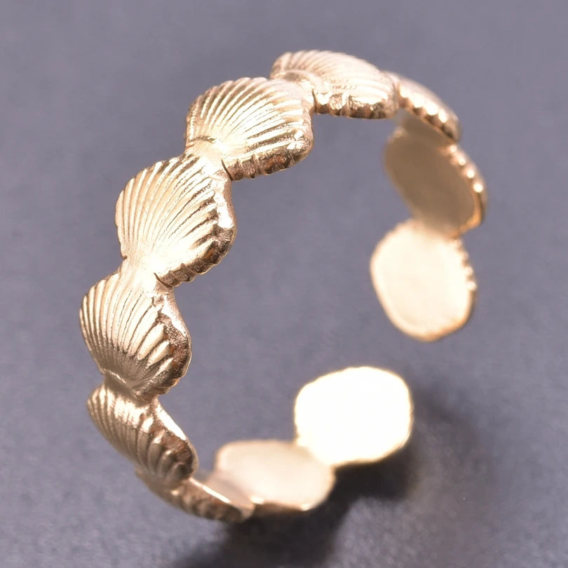 Fashion 5pcs/lot Marine Jewelry Sea Animals Conch Starfish Shell Rings Stainless Steel Rings Jellyfish Scallop Oceans Women Gift