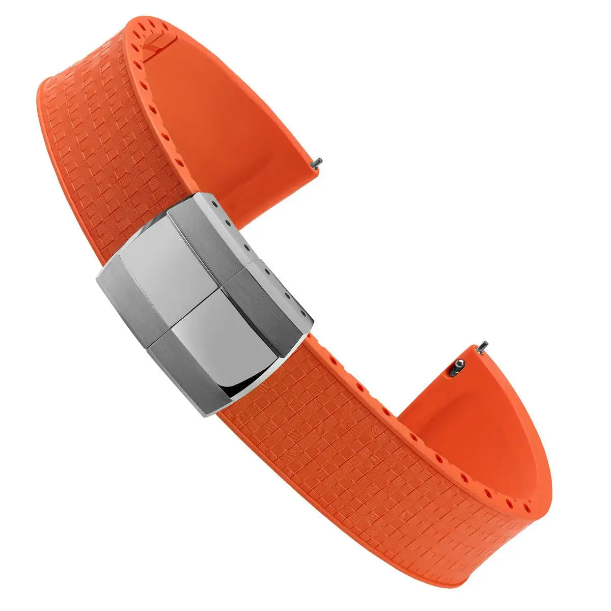 Cut to Size Fluoro Rubber Watch Strap 18/19/20/21/22mm Mosaic FKM Deployment Buckle Universal Flat End Replace Band Bracelet