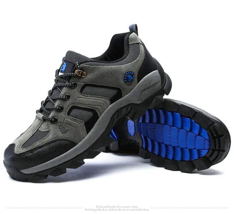 Men's Outdoor Climbing Shoes Breathable Waterproof Sports Hiking Shoes Rubber Outsole Low Cut Lace up Casual Shoes