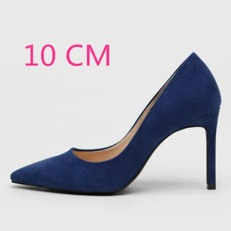 2025 Flock Leather Heels Women Pumps Bucket Pointed Toe High Heels Sexy Lady Shoes Thin Heels Chaussure Femme Autumn
