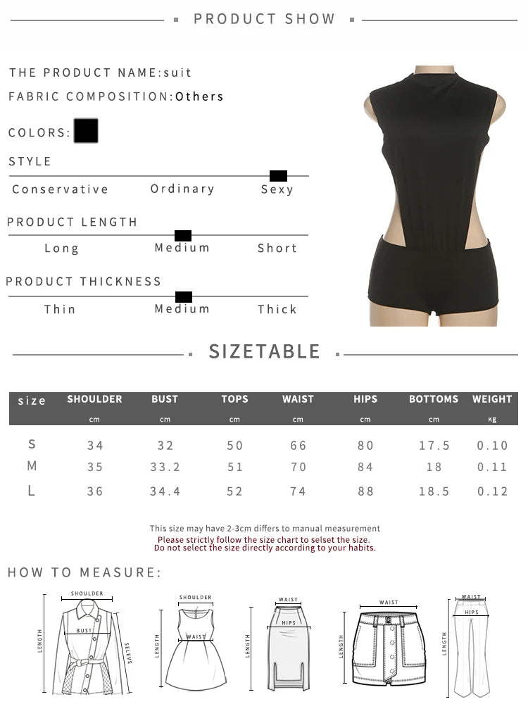 Nibber Coquette Women 2 Piece Bodysuit and Shorts Ruched Shoulders Clubwear