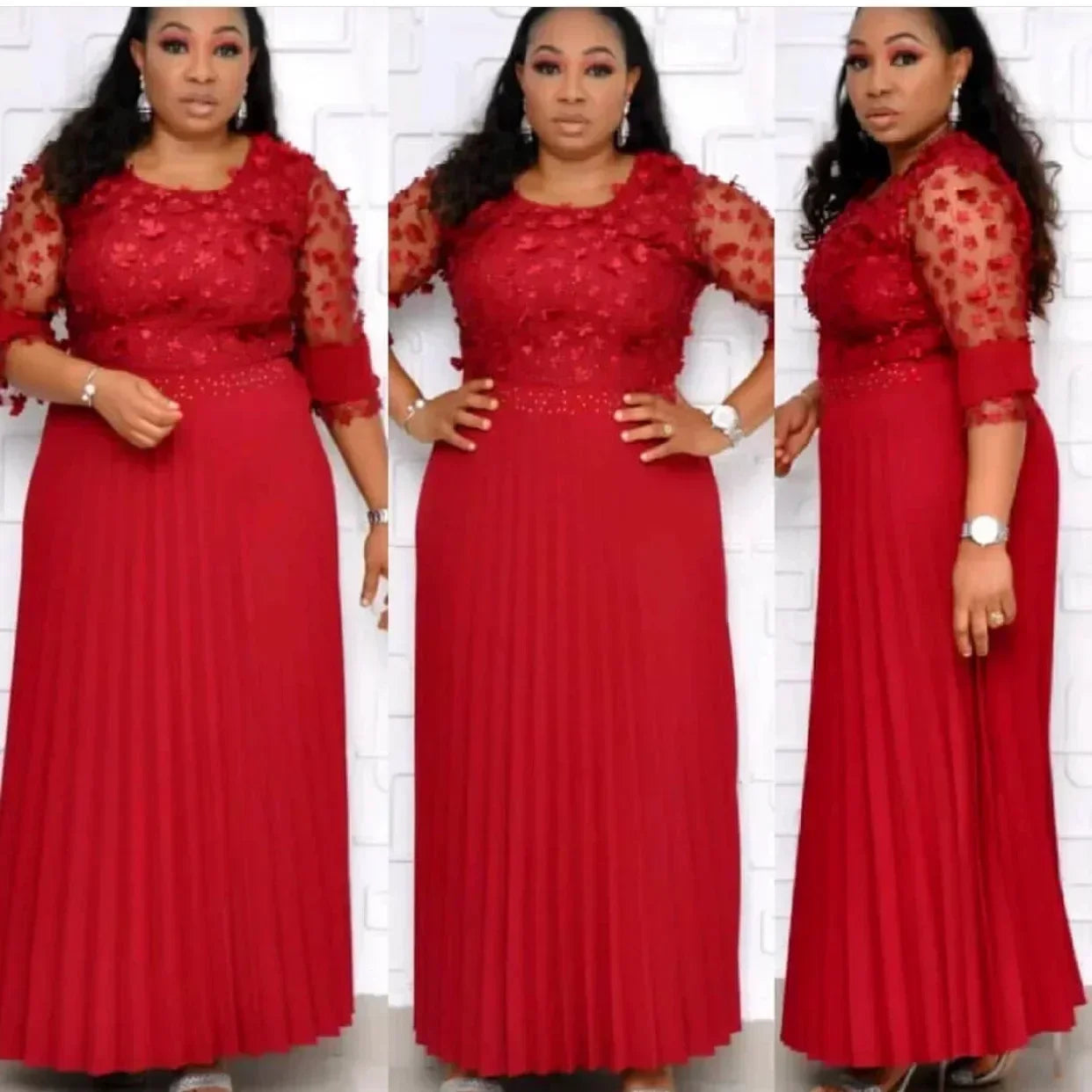 African Dresses For Women 2025 Africa Clothing Muslim Pleated Long Dress Fashion African Maxi Dress For Lady