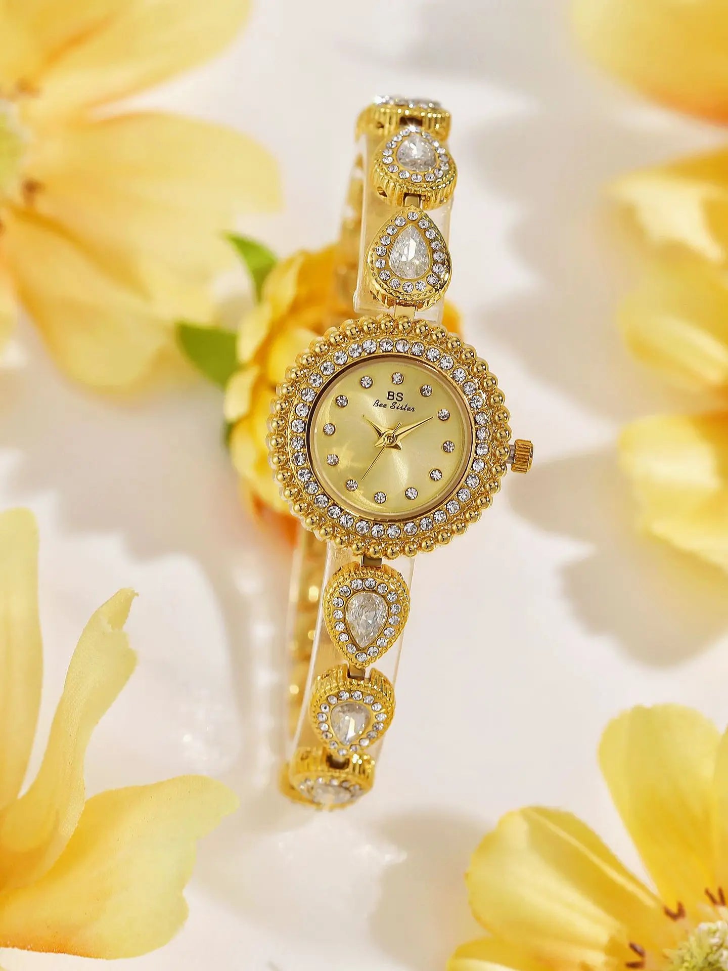 Gold Women Bracelet Dress Watches For Ladies Wrist Quartz Watches 2025 Top Brand Luxury Golden Rhinestone Gift Girlfriend Clock