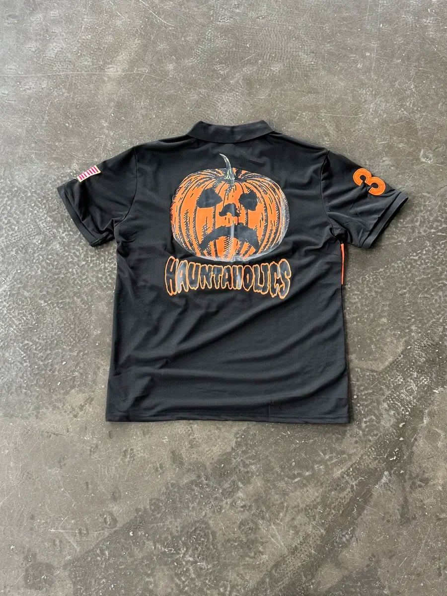 Футболка Поло Haunted Mound Hauntaholics Sematary Y2k Tshirt Mens Pumpkin Head Embroidered Oversized T Shirt Short Sleeved Tops