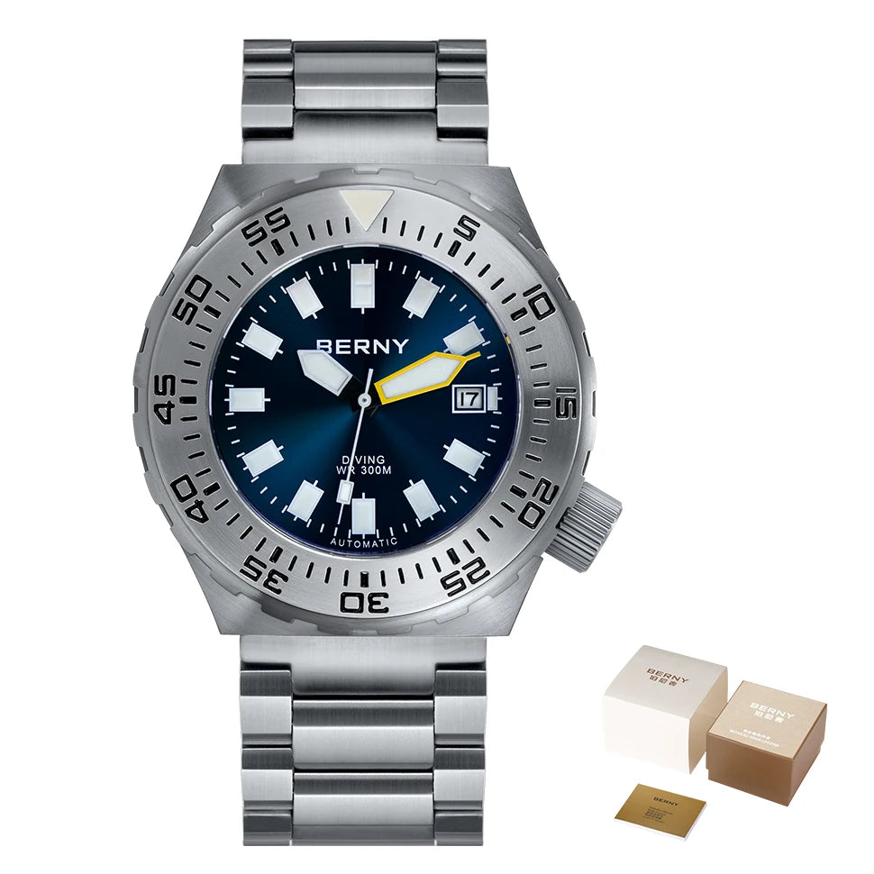 BERNY Automatic 30ATM Diver Men Watch Mechanical Wristwatches Waterproof Male Top Super Luminous Sapphire Sport Diving Watches