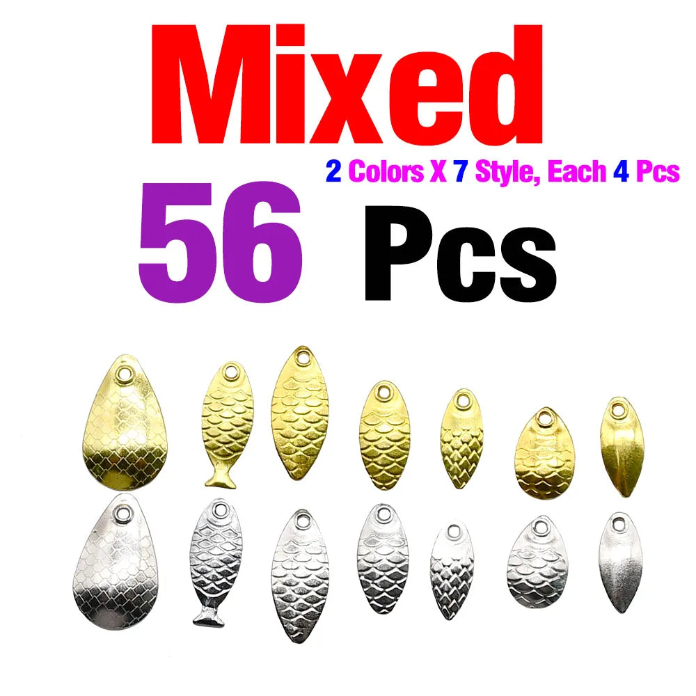 MNFT 50Pcs/lot Fishing Lure Metal Copper Blades Fish Scale Blade Spinner Rings Blade DIY Fishing Lure Hard Baits Accessories