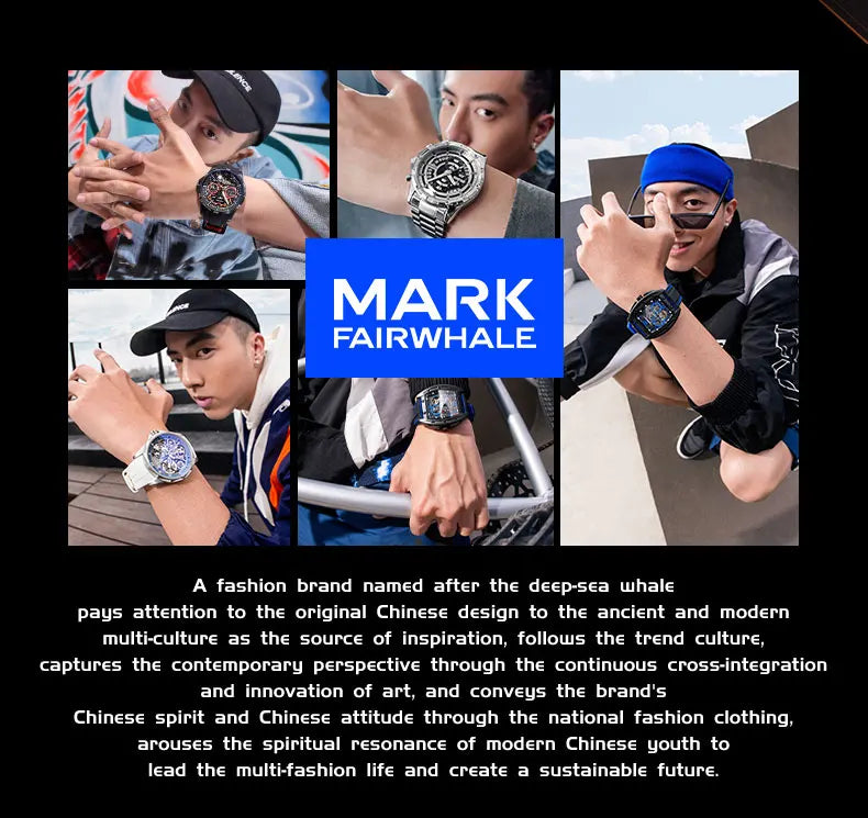 Mark Fairwhale 5031 Fashionable Roulette Men watch Trendy Night Light Waterproof Quartz Watch Light Luxury Watches for Men