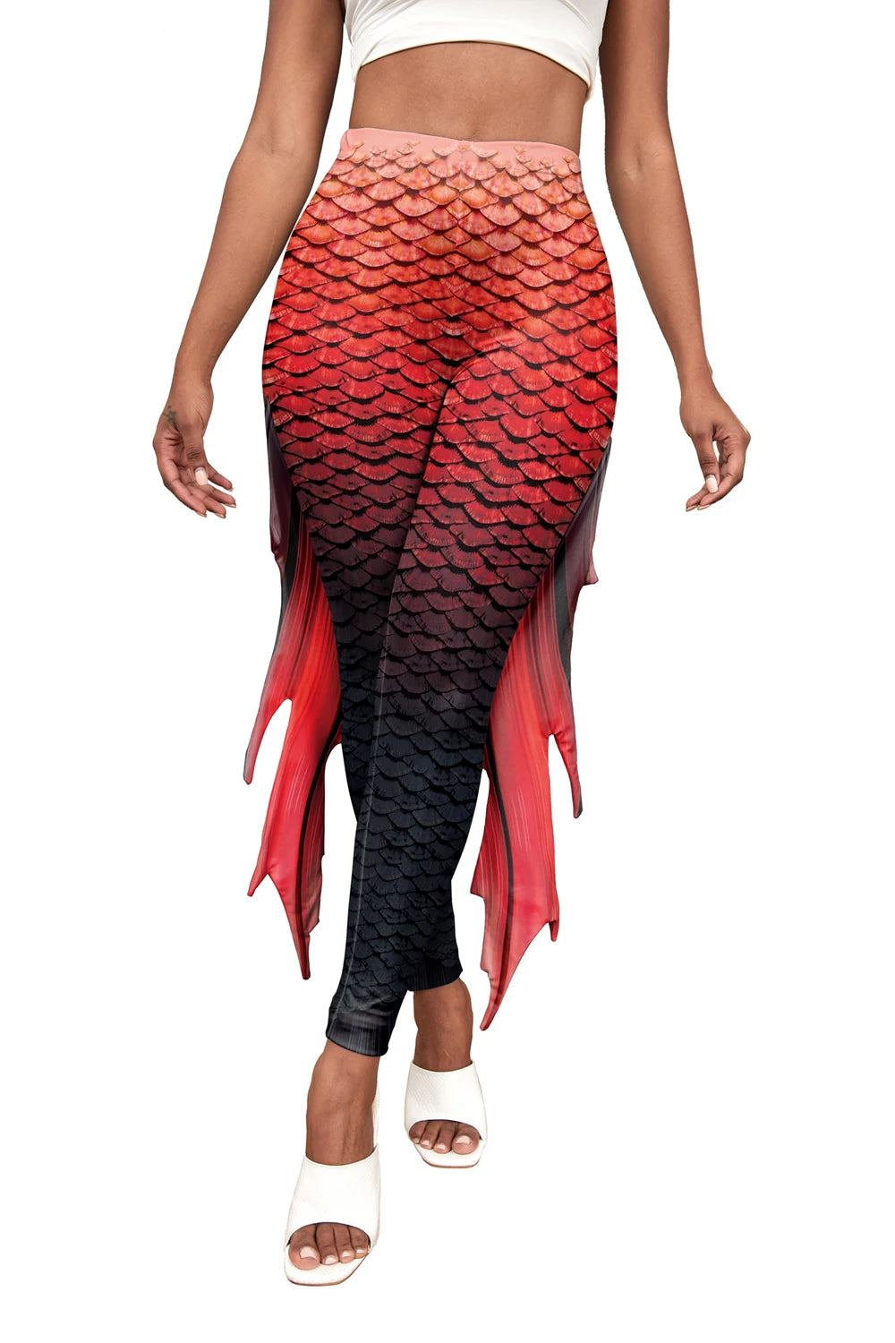 Mermaid Print Women's Pants Colour Fish Scales Yoga Leggings 3D Printed Women's Bottoms Fashion Women Trousers Workout Fitness