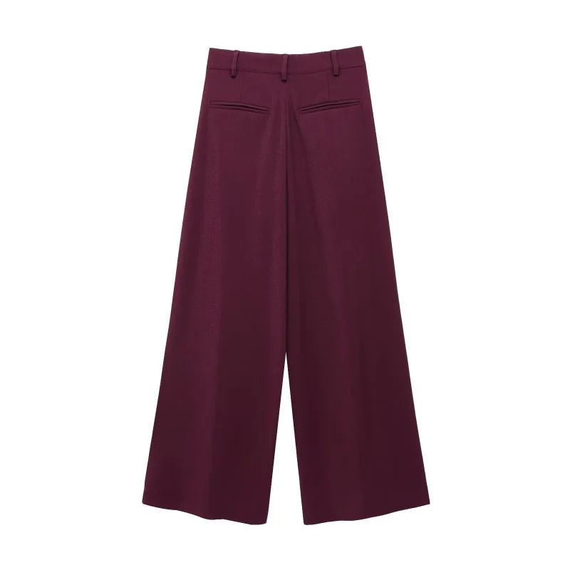 ETJ 2025  Women's Spring new Casual suit set double front loose casual suit jacket high waist double pleated trousers