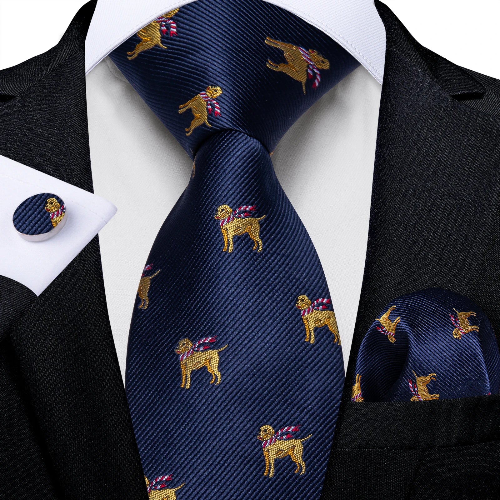 Royal Blue Paisley Plaid Striped Men tie Set with Handkerchief Cufflinks Wedding Prom Groom Accessories Perfect Gift for Men BAZAARHUBO