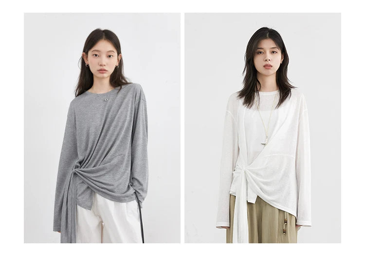 CHIC VEN Fashion Women's Pullovers Tees O Neck New Loose Solid Long Sleeve Female T-shirt Thin Female Top Spring Autumn 2025