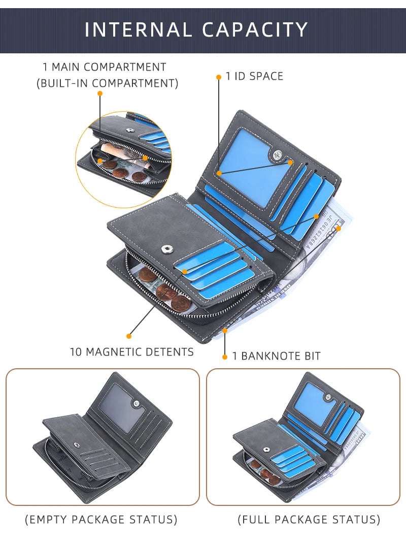 Baellerry New Men Wallets High Quality Brand Card Holder Short Male Purses Zipper Coin Pocket Large Capacity Men's Wallet