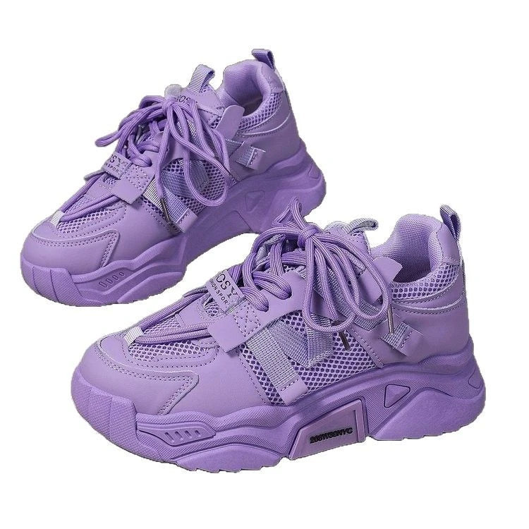 New Purple Sneakers Women Platform Casual Shoes Women Sneakers Breathable Comfortable Thick Sole Sneakers Women Designer Shoes