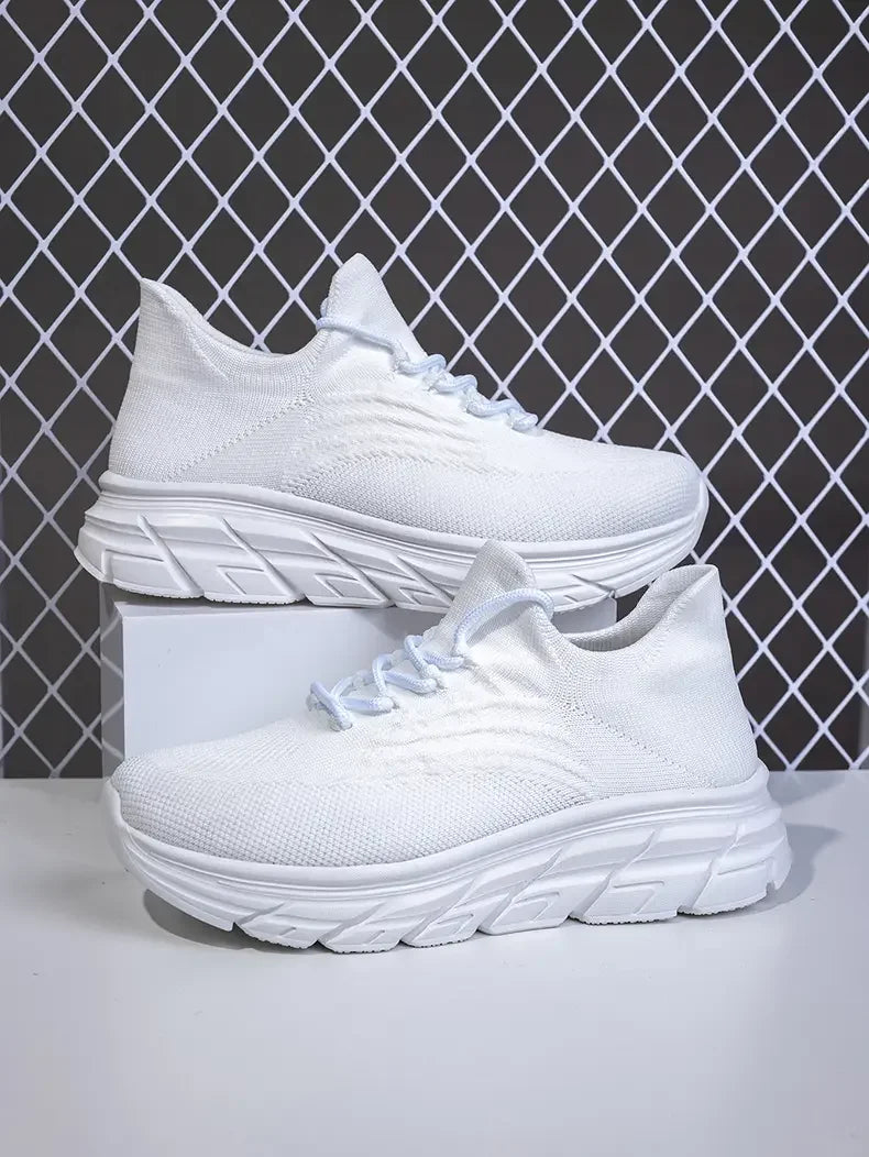 Men's Gray Running Shoes - Breathable Mesh Lace Cushioned Flat Boots Lightweight Sports Training Shoes Casual Style Design Shoes