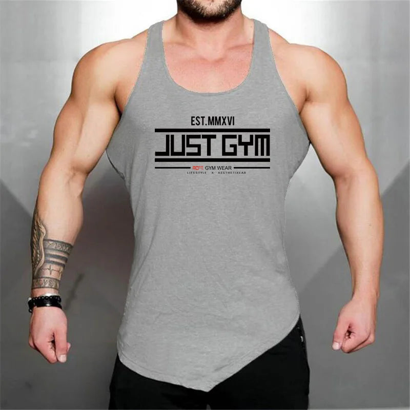 Mens Fitness Fashion Irregular Hem Vests Cotton Breathable Gym Bodybuilding Tank Tops Workout Muscle Casual Sleeveless Shirts