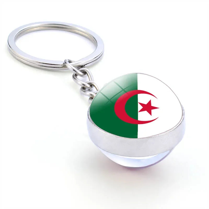 Africa National Flag Keychain  Nigeria South Africa Keyrings Crystal Ball Jewelry Fashion Double Side Glass Ball Men Women Gift