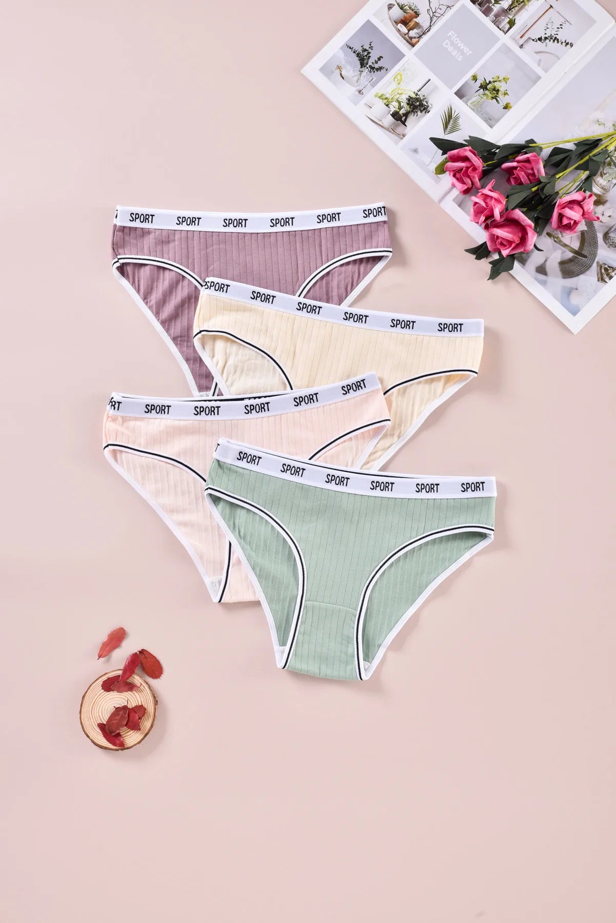 Fashion Letter Women's Underwear Breathable Cotton Triangle Pants Mid Waist Sexy Comfortable Lingerie Bright Cute Girl Briefs