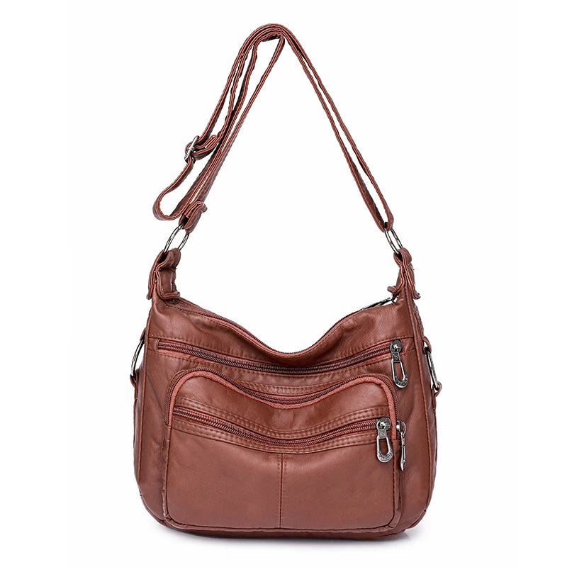 Women Bag 2023 New Fashion Middle-aged Handbag Multi-pocket Practical Messenger Vintage Shoulder Bag Hobos Trend Crossbody Pack