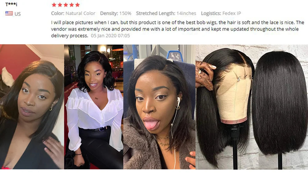 4x4 Bob Lace Closure Wig Indian Straight Human Hair for Black Women 4x1 Highlight Bob Lace Front Human Hair Wigs Blunt Cut Wig