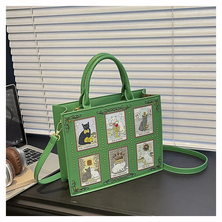 Vintage and Luxury Designer Bag Popular Fashionable Tote Bag Large Capacity with Delicate Embroidery Cat Printing Bag for Women
