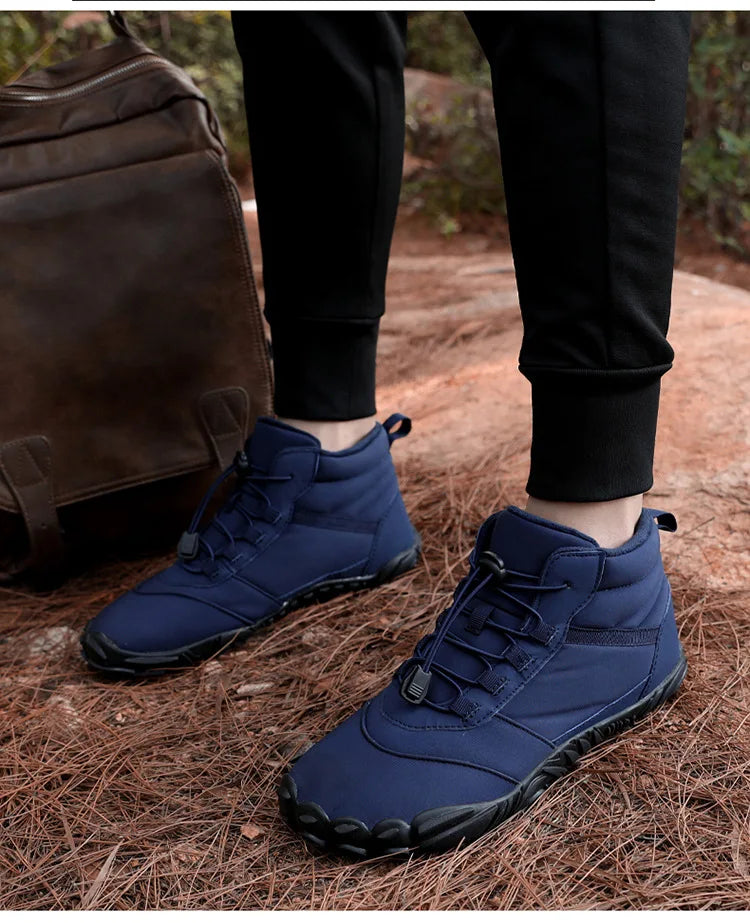 Snow Boots Women Men Sneakers Barefoot Waterproof Winter Warm Running Shoes Non-Slip High-top Padded Hiking Ankle Shoes 2024